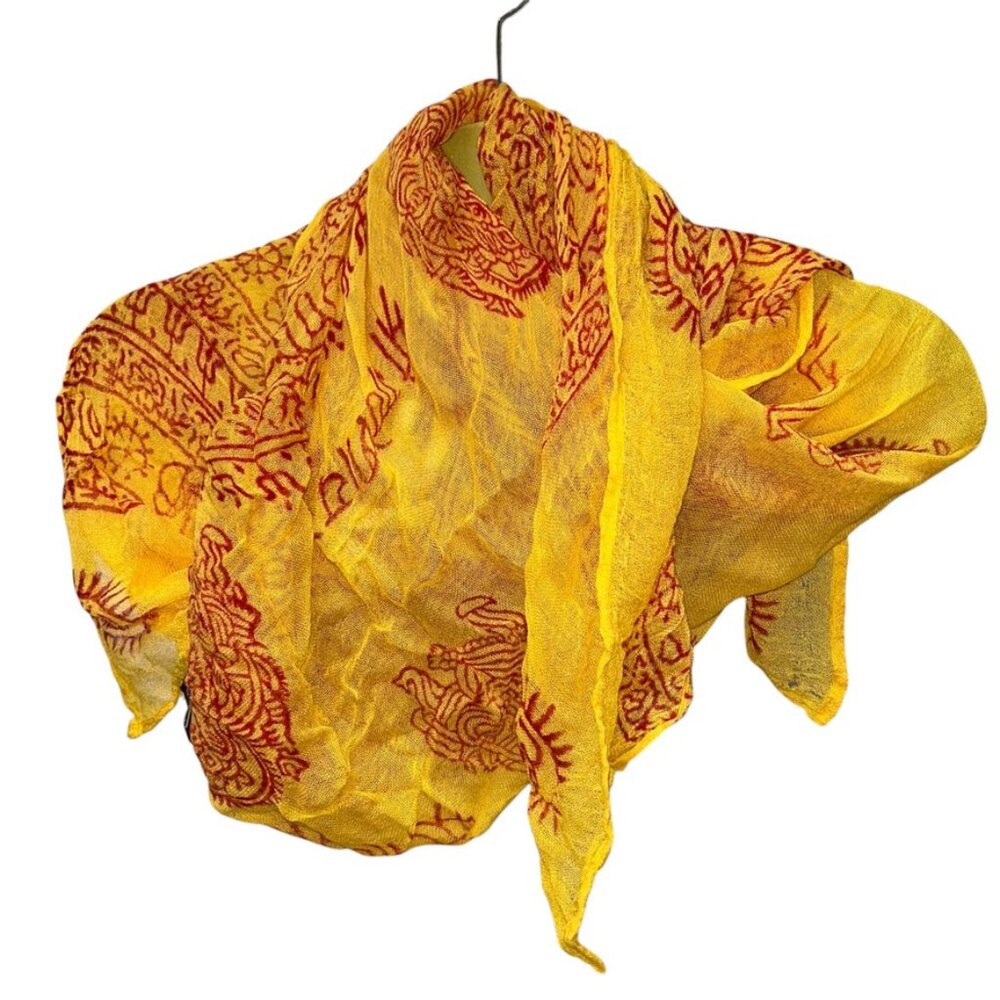 raj indian swim cover up yellow red SUN FACES pareo scarf shawl wrap